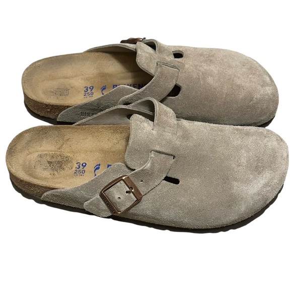 BIRKENSTOCK Taupe Suede Boston Soft Footbed Clog 38 - Picture 7 of 9